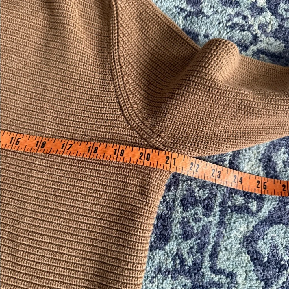 Camel Michael Kors Knit Turtle Neck Fringe Bottom Pullover Sweater Boho Size L - Picture 9 of 11